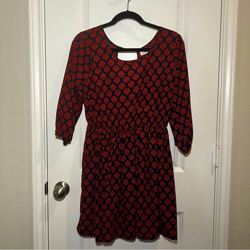 Carapace Red and Blue Dress with Semi Open Back Size L EUC